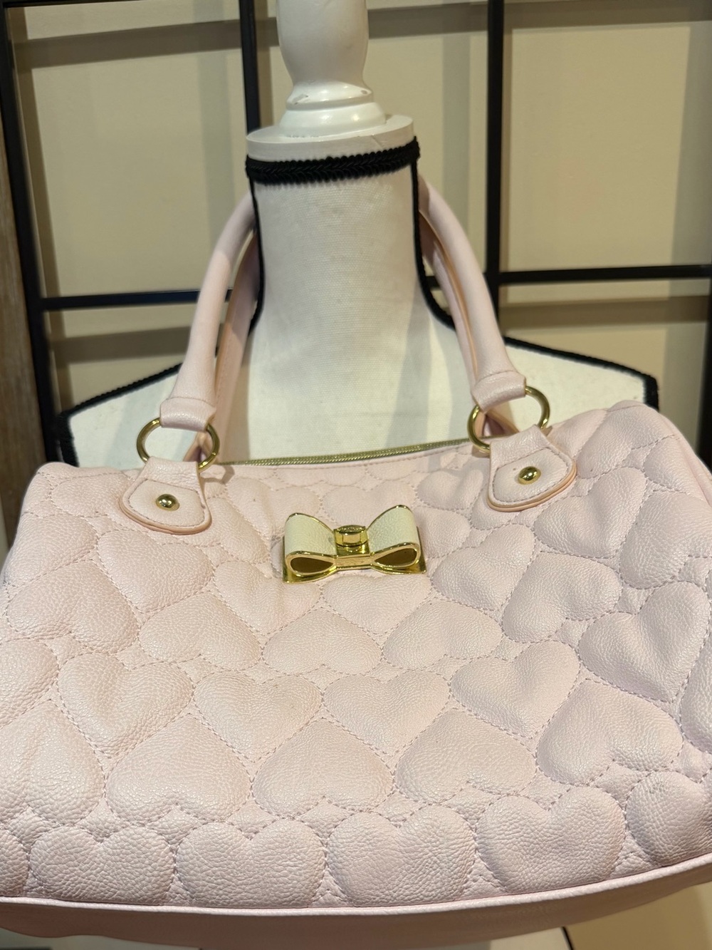 Betsey Johnson Quilted Heart Satchel Handbag